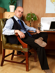 Horny guy plays with his hard cock before a job interview
