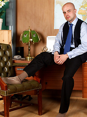 Horny guy plays with his hard cock before a job interview