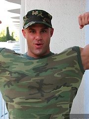 Muscled Peter Latz strips out of his fatigues