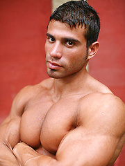 Naked latin guy Gustavo Levu showing his big muscled body