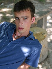 Horny twink posing outdoors
