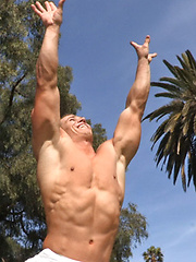 Beach volleyball player showing his naked body