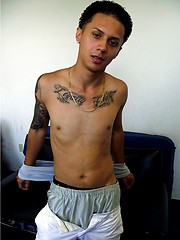 Straight latino twink Estevan jacking off
