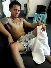 Straight latino twink Estevan jacking off
