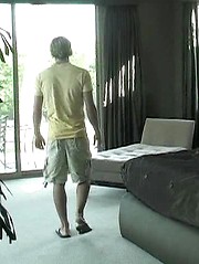 Sexy white-haired jock stroking dick