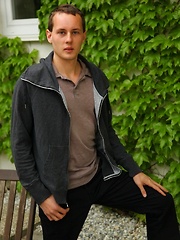 Gorgeous Tim Sitwell busts a nut outdoors.