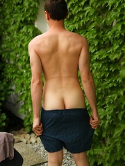 Gorgeous Tim Sitwell busts a nut outdoors.