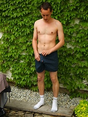 Gorgeous Tim Sitwell busts a nut outdoors.