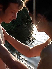 Nasty european boys have outdoor fun