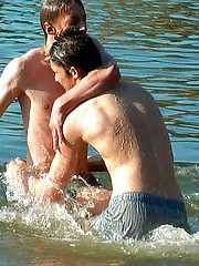 Nasty european boys have outdoor fun