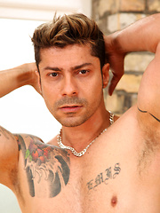 A hot Brazilian daddy jacking that big, dark dick