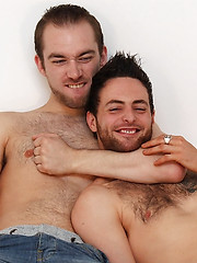 Rough lad Lincoln Gates breaks in the new hunky and hairy cock hound Riley Tess