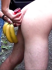 Ass eating banana