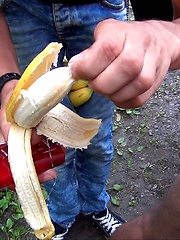 Ass eating banana