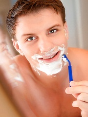 Great gay is masturbating under the shower