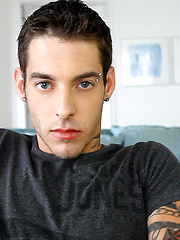 Tattoed guy Ben Rose masturbation before camera