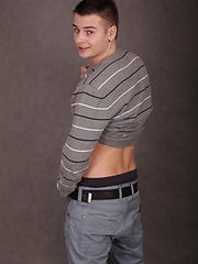 Cute boy Jace Bryant busts a nut over his stomach.