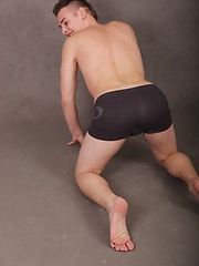 Cute boy Jace Bryant busts a nut over his stomach.