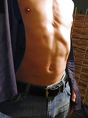 Sexy hunk Arek strips off underwear and plays with cock.