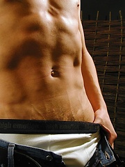Sexy hunk Arek strips off underwear and plays with cock.
