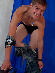 Thugged out and well-hung teenager Henry lets you spy on him as he masturbates in this solo ...
